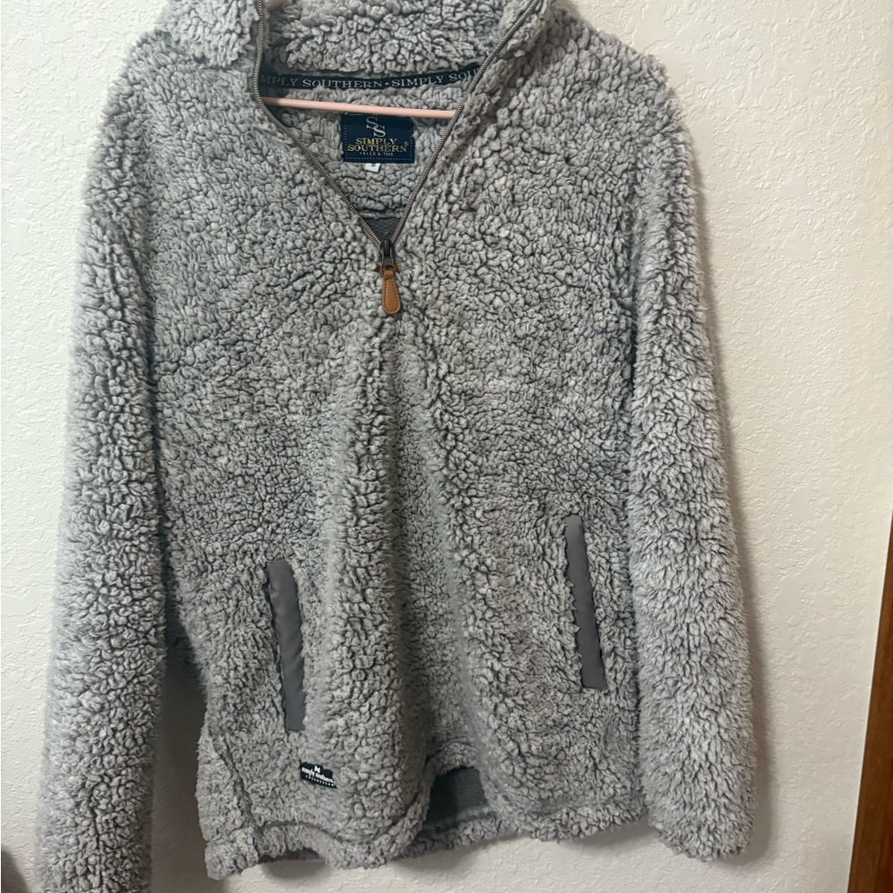 Simply Southern Gray Sherpa Fleece Pullover